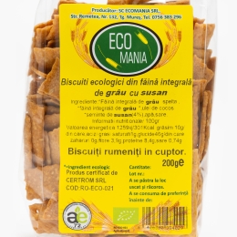 Biscuiți ecologici din făină integrală cu semințe de susan 200g