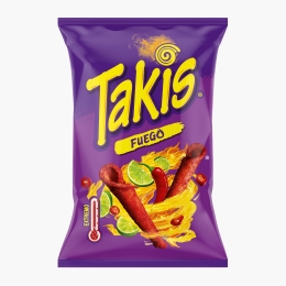 Snacks din porumb cu aromă de ardei iute și lămâie verde Fuego, 90g