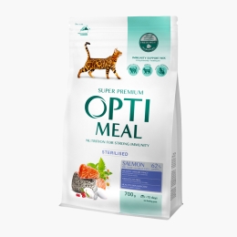 Hrană uscată pentru pisici sterilizate 700g, cu somon