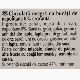 Ciocolată neagră cu bucăți de napolitană Excellence, 100g