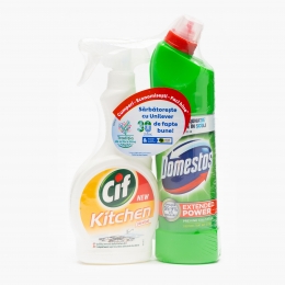 Pachet dezinfectant Pine 750ml + spray pentru bucătărie 500ml
