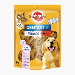 Recompense pentru câini de talie medie și mare, 68g, DentaStix Chewy Chunx cu aromă vită