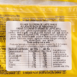 Ruladă pandișpan lapte 5 buc, 225g