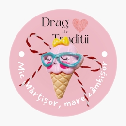 Mărțișor broșă Înghețată Poznașă, din rășină