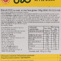 Biscuiți eco cu ovăz și măr fără gluten 105g 