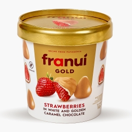 Căpșuni în ciocolată albă și ciocolată cu caramel 150g