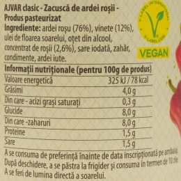 Ajvar Clasic - Zacuscă de ardei roșii 350g
