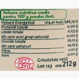 Dulceață de prune, fără zahăr adăugat, eco ~212g 
