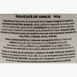Înghețată artizanală cu aromă de vanilie 140g