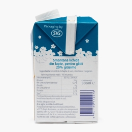 Smântână lichidă UHT pentru gătit, 20% grăsime, 0.5l