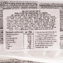 Tort Delizia Cacao cu cremă de cacao glazurat 300g