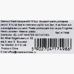 Set clești transparenți pentru păr, 10 buc