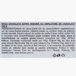 Ciocolată extra amară cu umplutură 72% cacao 105g