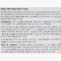 Hrană umedă pentru pisici, cu pește alb, somon și creveți Tasty Cuts in Gravy 85g
