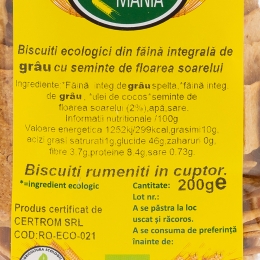 Biscuiți ecologici integrali cu semințe de floarea-soarelui 200g