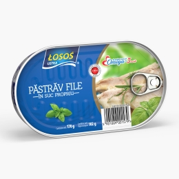 Păstrăv file în suc propriu 170g