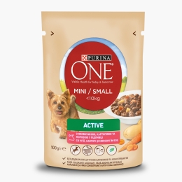 Hrană umedă pentru câini mini, 100g,  One Active cu vită și cartofi