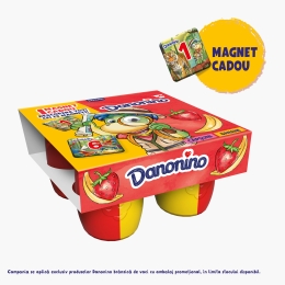 Brânzică de vaci cu piure de fructe căpșuni-banane 4x95g