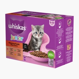 Hrană umedă pentru pisici junior, 12x85g, Mese Clasice în sos cu vită, pui, miel și pasăre