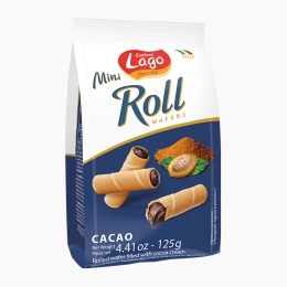 Mini rulouri din napolitană umplute cu cremă de cacao, 125g
