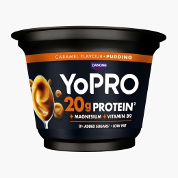 Budincă proteică cu gust de caramel, fără zahăr adăugat 200g