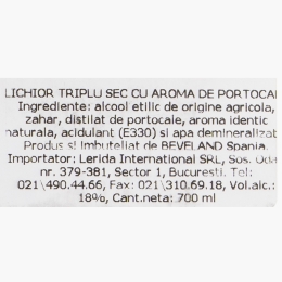 Lichior Triple Sec 18% alc. 700ml