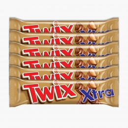 Baton de biscuit și caramel învelit în ciocolată cu lapte Xtra 6x75g, 450g