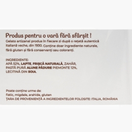 Înghețată italiană artizanală (gelato) nocciola de piemonte 300g