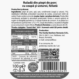 Ruladă din piept de porc cu ceapă și usturoi, feliată 100g