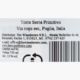 Vin roșu sec Primitivo, 13%, 750ml