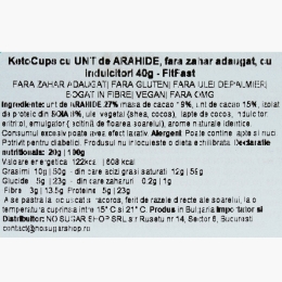 Cupe de ciocolată vegană, cu unt de arahide, fără zahăr și fără gluten, KetoCups, 2x20g
