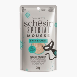 Hrană umedă pentru pisici adulte Special skin&coat, mousse cu somon și pui, plic 70g