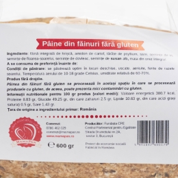 Pâine din făinuri fără gluten cu semințe 600g