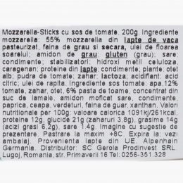 Mozzarella sticks cu sos de tomate 200g