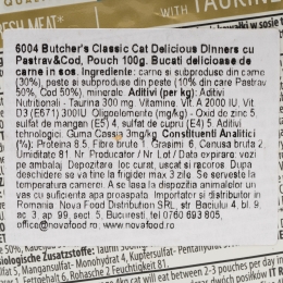 Hrană umedă pisici, 100g, cu păstrăv și cod în sos