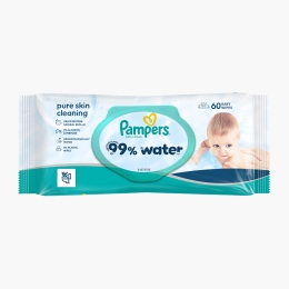 Șervețele umede pentru bebeluși, 99% apă, 60 buc