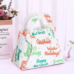 Geantă albă cadouri Crăciun copii, 13x12x6cm