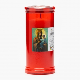 Candelă plastic cu capac anti-vânt, roșu 15.5cm