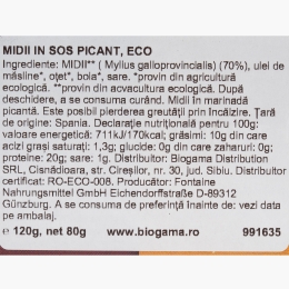 Midii în sos picant, eco, 120g