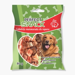 Cubulețe marmorate din carne de iepure, pentru câini, 80g