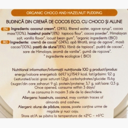 Budincă eco din cremă de cocos, ciocolată și alune 140g