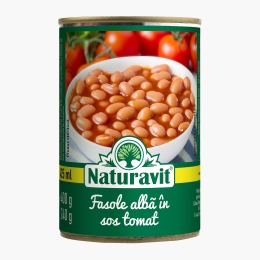 Fasole albă în sos tomat la conservă 400g