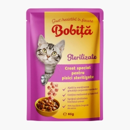 Hrană umedă pentru pisici adulte sterilizate, plic 85g
