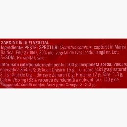Sardine baltice în ulei vegetal 110g