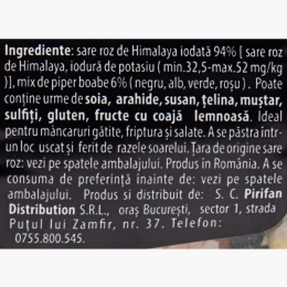 Râșniță mix sare de Himalaya iodată și piper 4 culori 180g
