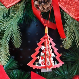 Ornament de brad Brad de Crăciun, lemn, 10.5x9.5cm