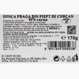 Șuncă Praga din piept de curcan 170g