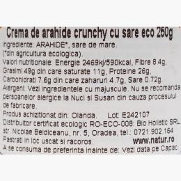 Cremă de arahide eco crunchy, cu sare 250g
