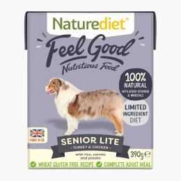 Hrană umedă pentru câini, pate, 390g, Feel Good Senior Lite cu curcan, pui, orez, morcov și cartof