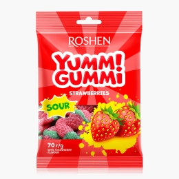Jeleuri acrișoare cu aromă de căpșuni Yummi Gummi Strawberry 70g